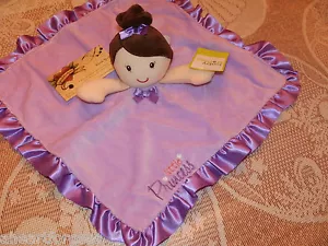 BABY STARTERS GIRL SECURITY BLANKET LITTLE PRINCESS PURPLE VELOUR BROWN HAIR NEW - Picture 1 of 4