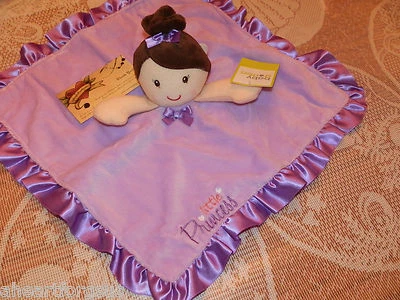 BABY STARTERS GIRL SECURITY BLANKET LITTLE PRINCESS PURPLE VELOUR BROWN HAIR NEW - Image 1 of 4