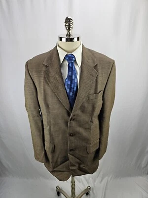 Jaqueta Blazer Masculina de Lã Marrom Houndstooth Pincus Brothers Maxwell Nordstrom 42S - Imagem 1 de 4