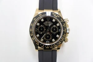Rolex Daytona 116518LN 40mm 18K Yellow Gold Diamond Black Dial Watch B&P 2022 - Picture 1 of 5