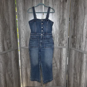Lucky Brand Damen Denim Overall Utility Knöpfe gerades Bein Fronttaschen 30 - Bild 1 von 11
