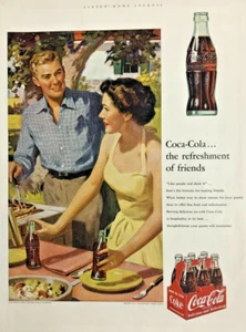 Botella publicitaria impresa Cca-Cola 1953 vintage paquete de seis Coca-Cola - Imagen 1 de 2