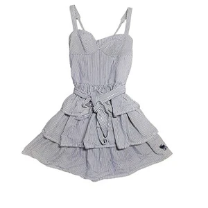 Abercrombie Kids Nautical Ruffle Dress Navy and White Stripes Preppy Size Large - Picture 1 of 7