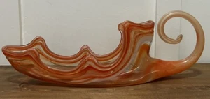 Mid Century Modern mundgeblasen Kunstglas orange Herzstück Bonboniere Schale - Bild 1 von 18