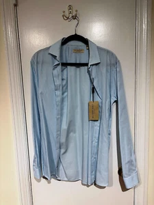 New Burberry Seaford City Blue Striped Button Up Dress Shirt Slim Fit  15.5/39/S - Picture 1 of 11