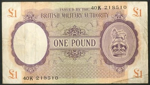 Great Britain, British Military Authority, 1 pound, [1943-5], Fine - Picture 1 of 2