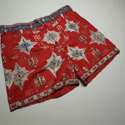 Womens Shorts Red Design Boho Print Zip Fly High-Rise Midi Pockets Size Medium - Image 1 of 4