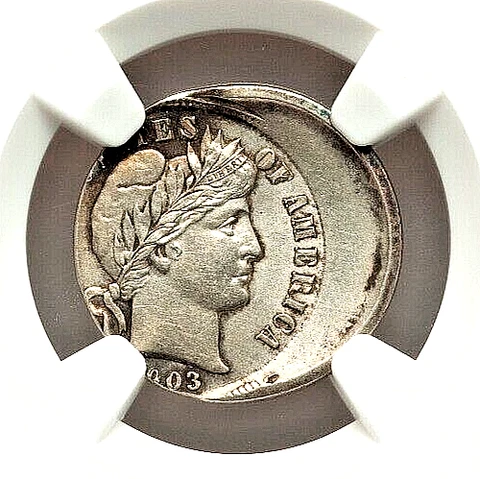 1903 MAJOR OFF CENTER BARBER DIME ERROR NGC UNC! Cover