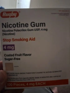 Rugby Nicotine Gum 4mg 100 Count Coated Fruit Flavor  Factory Sealed - Picture 1 of 2