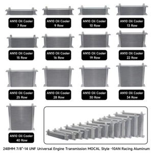 Universal 7 Row 9 Row 10 Row 13 Row 15 Row 16 Row 19 Row 22 Row Oil Cooler 10AN - Picture 1 of 17