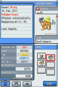 Pokémon Raikou / Entei / Suicune / Evoli Generation 4 Shiny Event Verteilung - Bild 1 von 8