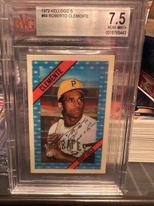 1972 Kellogg's #49 Roberto Clemente Card Beckett Vintage Graded 7.5 NM+