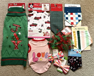 NWT dog pet XXS XS S mixed holiday LOT sweater apparel bandanas bow ties RV$46+ - Image 1 of 4