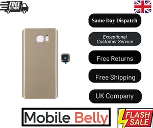 📱 Gold Battery Back Cover With Camera Lens & Adhesive For Samsung Galaxy Note 5 - Picture 1 of 1