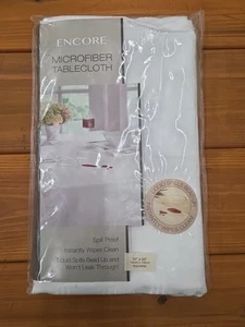 Encore Microfiber Spill Proof Tablecloth New In Package White - Picture 1 of 7