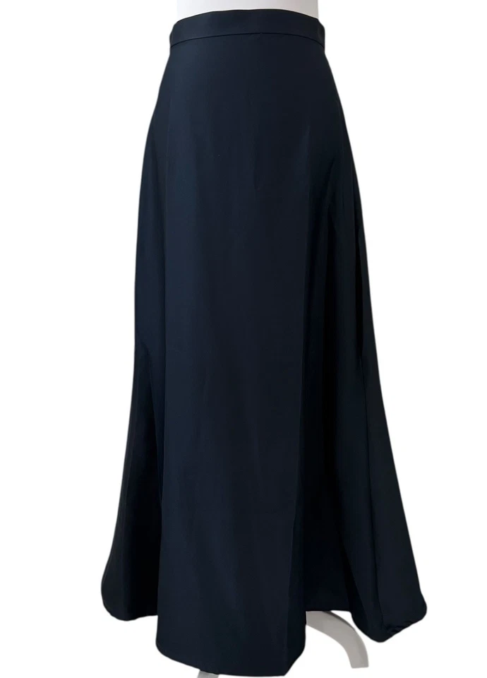 Maxi Falda Formal Colección Tadashi Satén Talla 8 Azul Marino Sirena Tulipán Dobladillo Foto 1 de 4