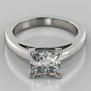 2.00 Ct Princess Created Diamond Anniversary Ring 14K Solid White Gold Size 5 - Picture 1 of 5