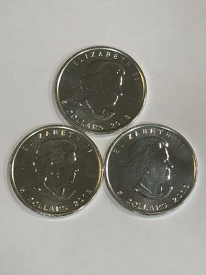 Tres monedas de plata Canadian Maple Leaf .999 2013 Foto 1 de 4
