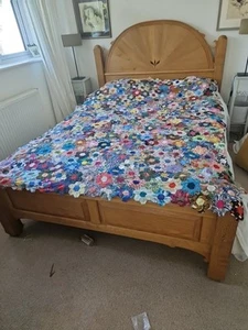 Vintage Grandmother Garden Patchwork Hexagon Flower Quilt Retro210/160 Boho - Picture 1 of 15