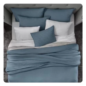 ¡NUEVO CON ETIQUETAS! Juego de funda nórdica ondulada Sleep Number Tamaño: California King Steel Blue Shams - Imagen 1 de 9