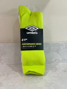 Umbro 6 Paar Performance Crew-Socken für Herren Größe 10-13 neongrün grau - Bild 1 von 5