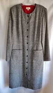 Vintage Talbots Midi Knopfleiste gefüttert Kleid Damen 14 schwarz weiß Tweed Plissee - Bild 1 von 9