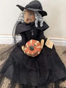 Joe Spencer Lunella Bruja 19" Estante Cuidador Reunido Tradiciones Halloween Calabaza - Imagen 1 de 13