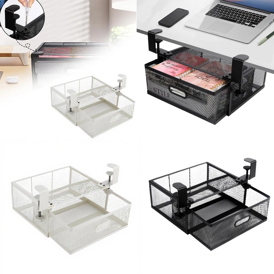 Under Desk Drawer Organizer File Holder C Clamp Tray Large Capacity Pull Out - Image 1 of 2