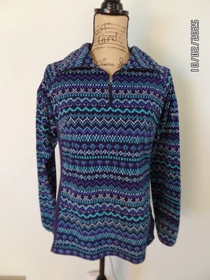 Abrigo polar ligero Columbia para mujer patrón geométrico cuarto cremallera excelente Foto 1 de 4