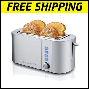 Elegant 4-Slice Long Slot Toaster with Extra Wide 1.5" Slots - Stainless Steel - Picture 1 of 9