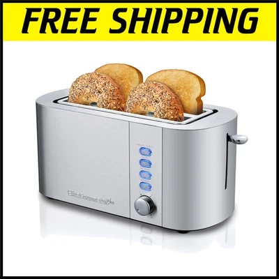 Elegante Tostadora Ranura Larga de 4 Rebanadas con Ranuras Extra Anchas de 1.5" - Acero Inoxidable Foto 1 de 4