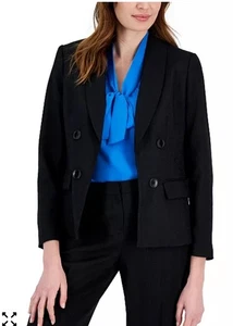 Nwt Kasper Petite Shawl Collar Open Front Blazer Black, size 16P $139 - Picture 1 of 3