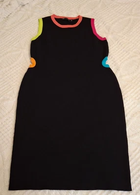 New York & Company XXL Women's Black Bodycon Midi Dress Neon Cutouts Ribbed Knit - Image 1 of 4