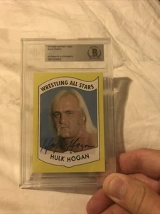 Tarjeta de radiocontrol de novato Hulk Hogan 1982 reimpresión lucha libre All-Stars Beckett autenticada - Imagen 1 de 6