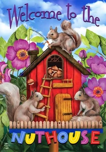 Briarwood Lane Spring Nuthouse Squirrels Garden Flag - Picture 1 of 4
