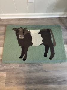 Garnet Hill Hooked Wool Rug Cow Farmhouse 2 X 3’ - Picture 1 of 10