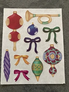 Creative Memories CHRISTMAS DECORATIONS block Sticker HORNS BAUBLES RIBBONS BOWS - Picture 1 of 1