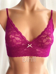 Victoria's Secret / Reggiseno ~ Bralette / Pizzo Trasparente / Fiocco / Lampone - Foto 1 di 2