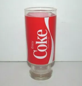 Coca-Cola COKE Vintage 16 OZ. Pedestal de vidrio rojo blanco de 6 1/2" de alto - Imagen 1 de 4