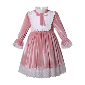 Pettigirl Medieval Vintage Pink Velvet Dresses for Toddler Girls 2-12 Years - Picture 1 of 17