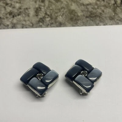 Pendientes Lisner vintage firmados tono plata/azul clip en clip Foto 1 de 4