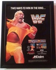 VTG WWF FRAMED WRESTLING MAGAZINE VIDEO GAME POSTER PRINT AD HULK HOGAN WWE NES