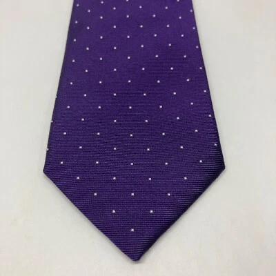 J. Corbata Crew púrpura blanca lunares seda tejida para hombre ajustada hecha en EE. UU. Foto 1 de 4