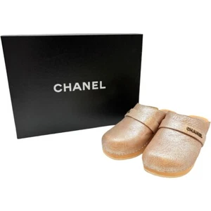 Authentic CHANEL Metallic Leather Sand Beige Size:35 US:5 #36636680 - Picture 1 of 12