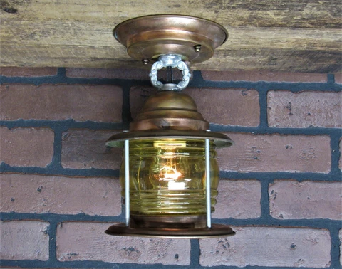Vintage Antique Copper Porch Light Ceiling Light Bungalow Restored 9 1/2" L Cover