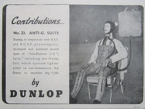 10/1945 PUB DUNLOP COMBINAISON ANTI-G SUIT FIGHTER PILOT PILOTE RAF ORIGINAL AD - Picture 1 of 1