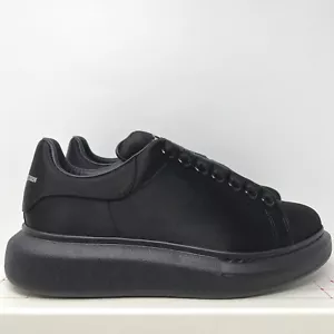 Alexander McQueen Women's Oversized Silk Sneakers Size 39 EU/ 9 US Triple Black - Picture 1 of 9