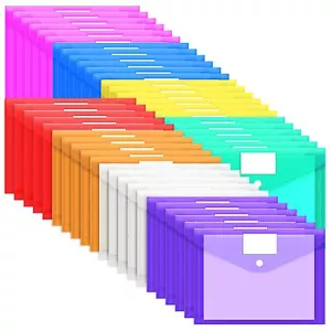 45 Pack Plastic Envelopes Poly Envelopes, Clear Document File Folders with Hook - Picture 1 of 6