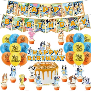 KIT PARTY BLUEY FESTA COMPLEANNO BAMBINI PALLONCINI BANNER ADDOBBI NUOVO - Foto 1 di 5