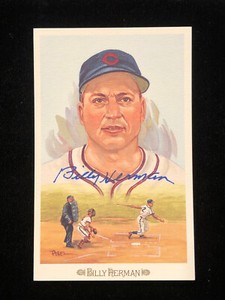 BILLY HERMAN SIGNED POSTCARD PEREZ-STEELE CELEBRATION SET 1989, MINT